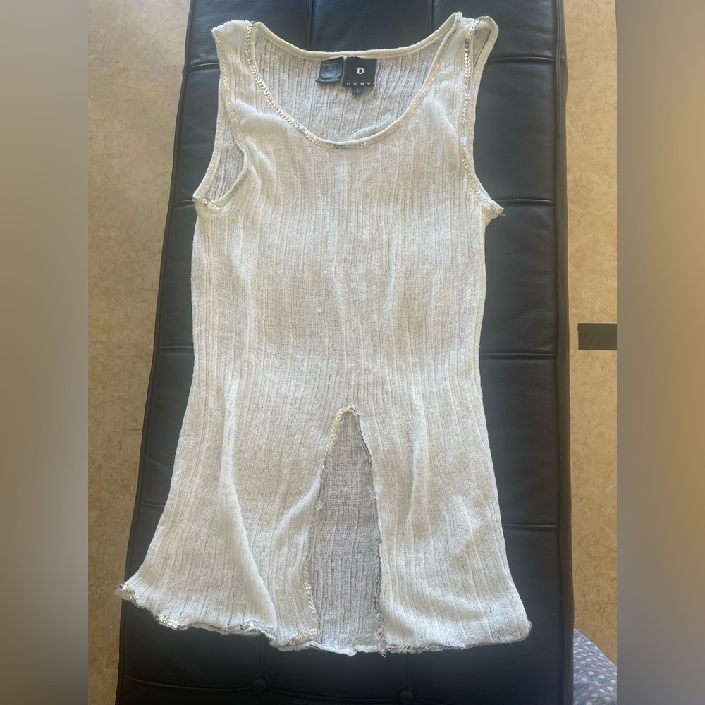 VINTAGE DKNY White Sleeveless Knit Top